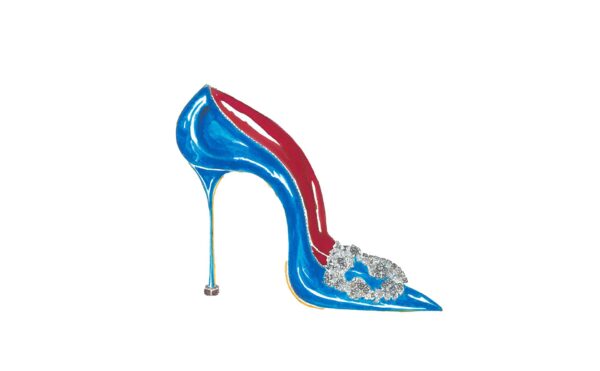 Manolo Blahnik Hangisi 90 Satin Pumps – Royal Blue - Image 3