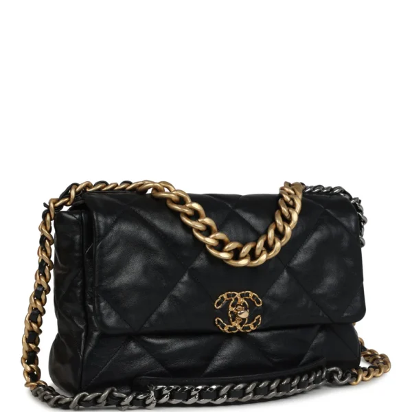 Chanel 19 Large Flap Bag – Shiny Lambskin (Black & Mixed Hardware) - Image 6