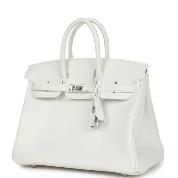 Hermès Birkin 25 – White Swift Leather with Palladium Hardware - Image 3