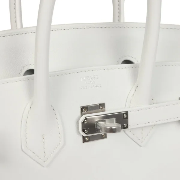 Hermès Birkin 25 – White Swift Leather with Palladium Hardware - Image 7
