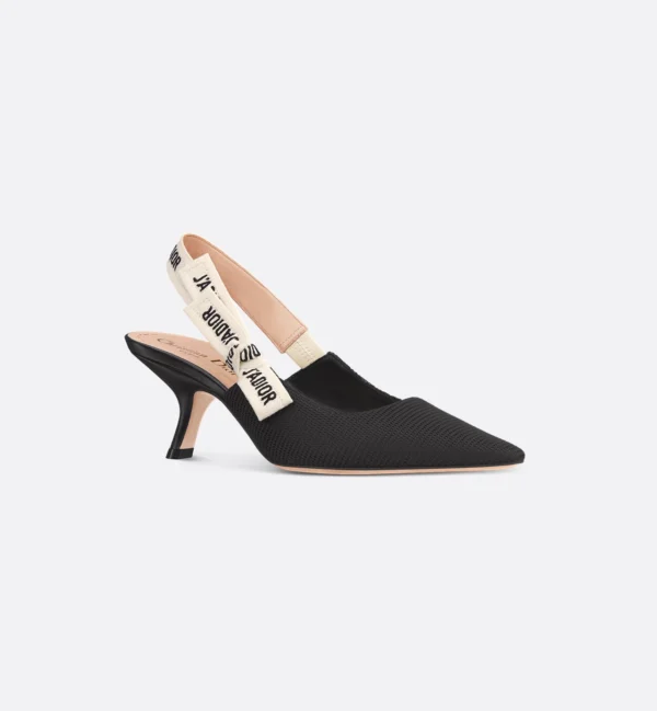 Dior J’Adior Slingback Pumps – Black Technical Fabric - Image 6