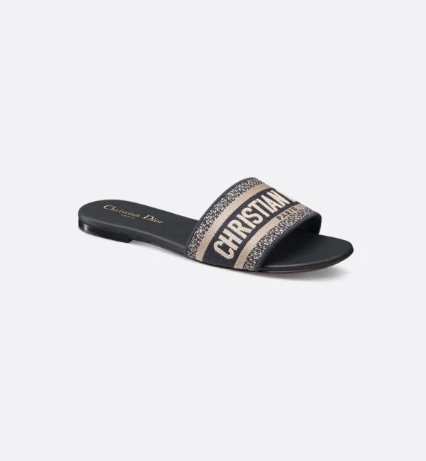 Christian Dior Dway Slide Sandals – Embroidered Cotton - Image 3