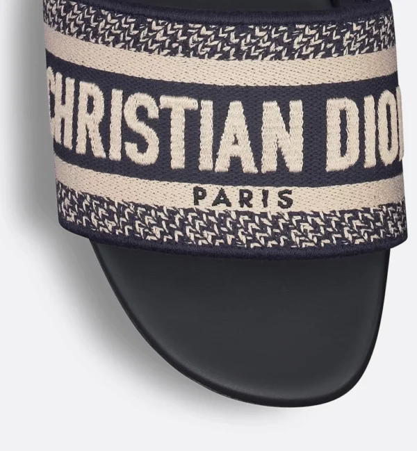 Christian Dior Dway Slide Sandals – Embroidered Cotton - Image 4