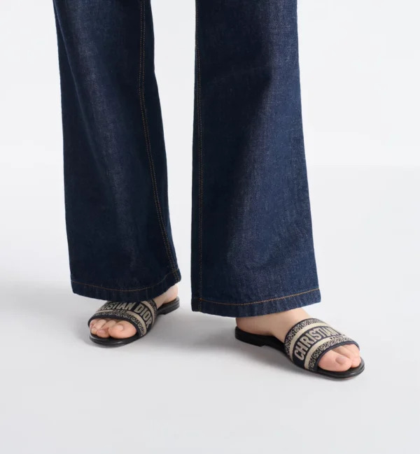 Christian Dior Dway Slide Sandals – Embroidered Cotton - Image 5