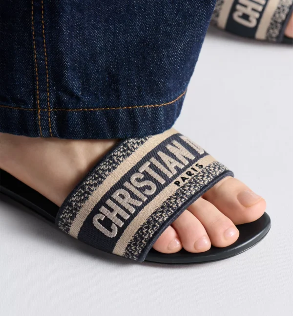 Christian Dior Dway Slide Sandals – Embroidered Cotton - Image 7