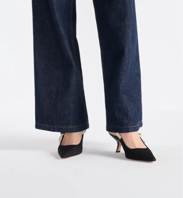 Dior J’Adior Slingback Pumps – Black Technical Fabric - Image 3