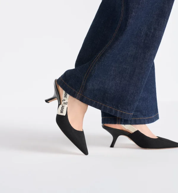 Dior J’Adior Slingback Pumps – Black Technical Fabric - Image 2