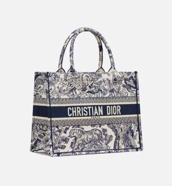 Dior Book Tote – Ecru & Blue Toile de Jouy Embroidery - Image 6