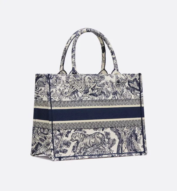Dior Book Tote – Ecru & Blue Toile de Jouy Embroidery - Image 5