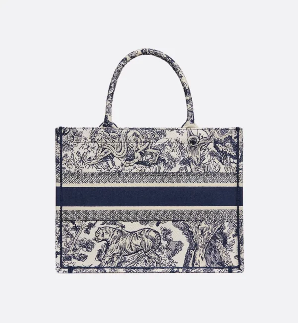 Dior Book Tote – Ecru & Blue Toile de Jouy Embroidery - Image 3