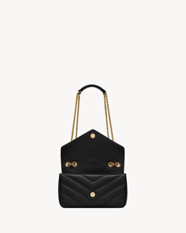 Saint Laurent Loulou Small Shoulder Bag – Black Chevron-Quilted Lambskin - Image 5