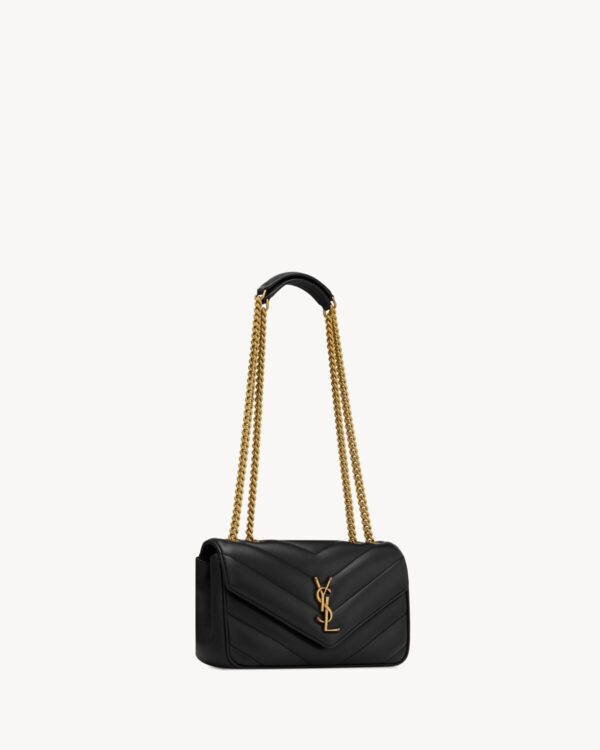 Saint Laurent Loulou Small Shoulder Bag – Black Chevron-Quilted Lambskin - Image 3