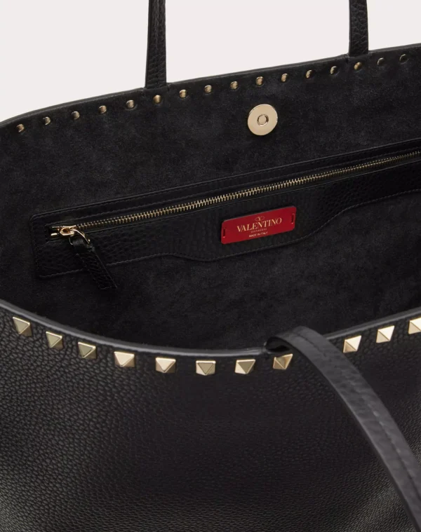 Valentino Garavani Rockstud Grainy Calfskin Tote Bag - Image 4