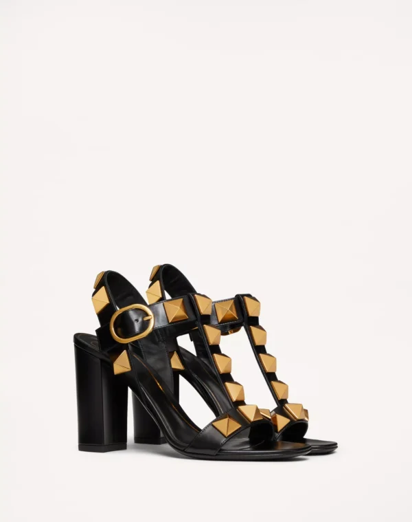 Valentino Garavani Roman Stud Calfskin Sandal – Black (90 mm) - Image 6