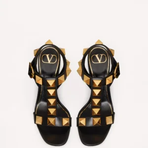 Valentino Garavani Roman Stud Calfskin Sandal – Black (90 mm)
