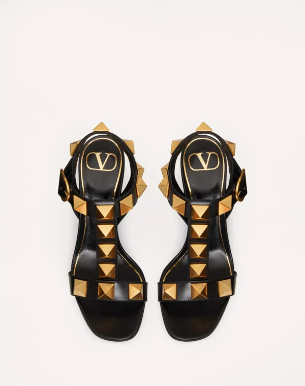 Valentino Garavani Roman Stud Calfskin Sandal – Black (90 mm)
