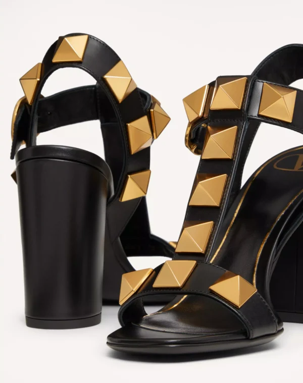 Valentino Garavani Roman Stud Calfskin Sandal – Black (90 mm) - Image 4
