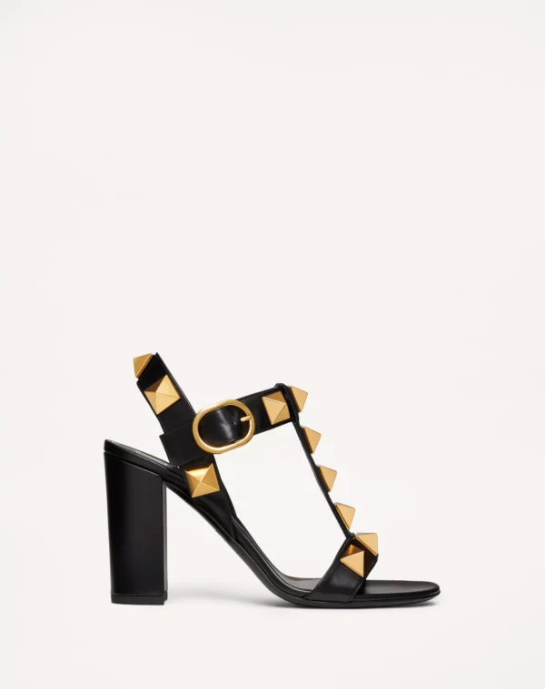Valentino Garavani Roman Stud Calfskin Sandal – Black (90 mm) - Image 2
