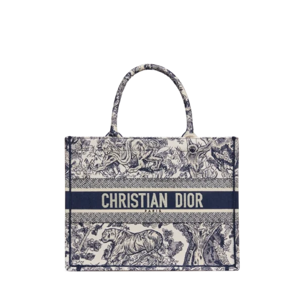 Dior Book Tote – Ecru & Blue Toile de Jouy Embroidery