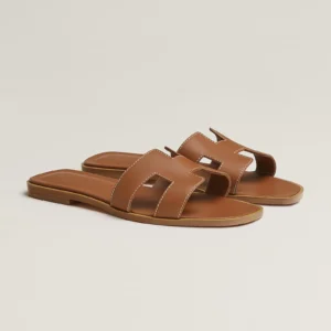 Hermès Oran Sandals – Gold Calfskin