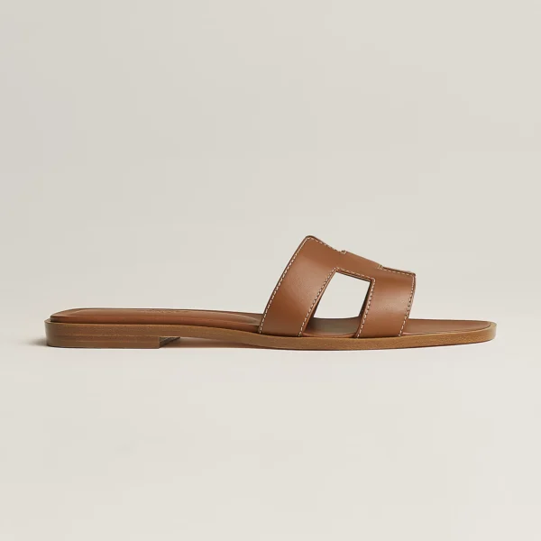 Hermès Oran Sandals – Gold Calfskin - Image 3