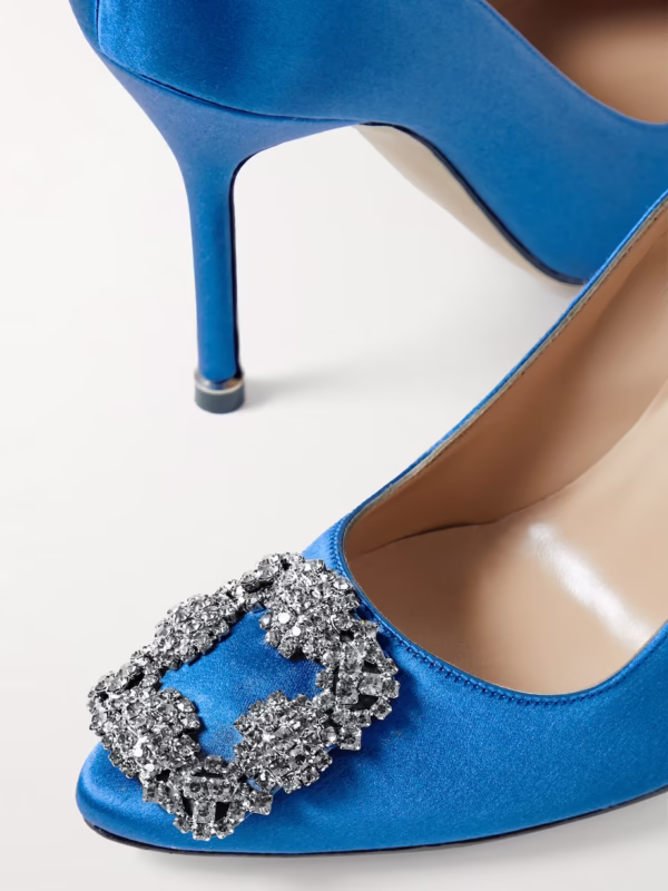 Manolo Blahnik Hangisi 105 Satin Pumps – Crystal Embellished - Image 4