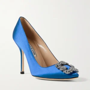 Manolo Blahnik Hangisi 105 Satin Pumps – Crystal Embellished
