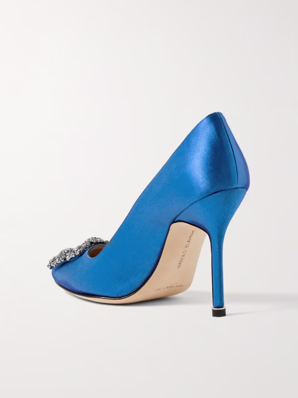 Manolo Blahnik Hangisi 105 Satin Pumps – Crystal Embellished - Image 2